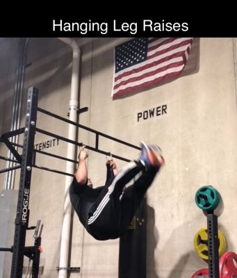 Lou Storiale doing hanging leg raises